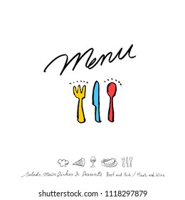 Restaurant poster / Sketchy food menu illustrations - vector