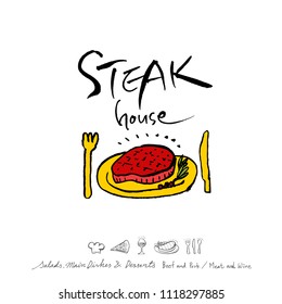 Restaurant poster / Sketchy food menu illustrations - vector