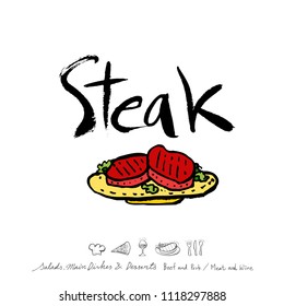Restaurant poster / Sketchy food menu illustrations - vector