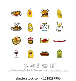 Restaurant poster / Sketchy food menu illustrations - vector