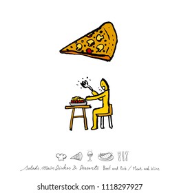 Restaurant poster / Sketchy food menu illustrations - vector