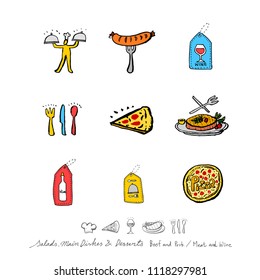 Restaurant poster / Sketchy food menu illustrations - vector