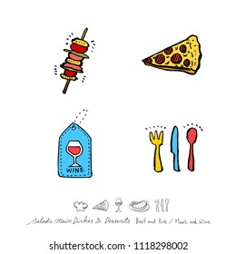 Restaurant poster / Sketchy food menu illustrations - vector