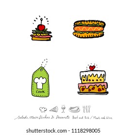 Restaurant poster / Sketchy food menu illustrations - vector