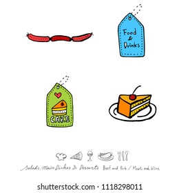 Restaurant poster / Sketchy food menu illustrations - vector