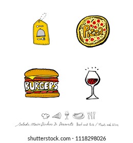 Restaurant poster / Sketchy food menu illustrations - vector