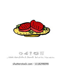 Restaurant poster / Sketchy food menu illustrations - vector