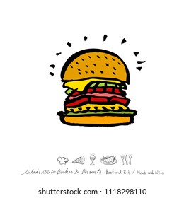 Restaurant poster / Sketchy food menu illustrations - vector
