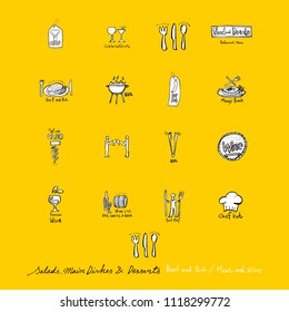 Restaurant poster / Sketchy food menu illustrations - vector