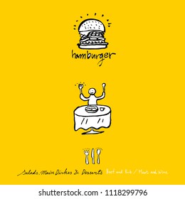 Restaurant poster / Sketchy food menu illustrations - vector