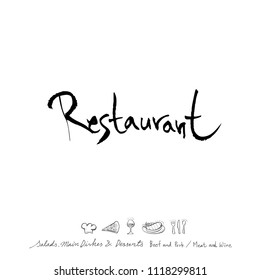 Restaurant poster / Sketchy food menu illustrations - vector