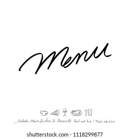 Restaurant poster / Sketchy food menu illustrations - vector