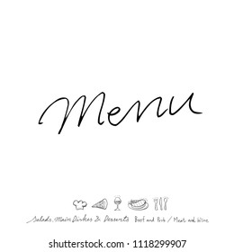 Restaurant poster / Sketchy food menu illustrations - vector