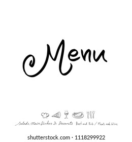 Restaurant poster / Sketchy food menu illustrations - vector