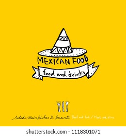 Restaurant poster / Sketchy food menu illustrations - vector