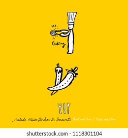 Restaurant poster / Sketchy food menu illustrations - vector