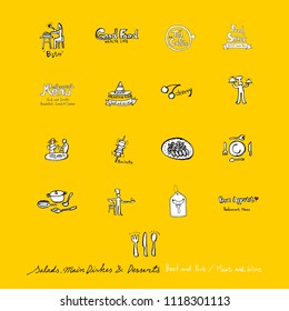 Restaurant poster / Sketchy food menu illustrations - vector