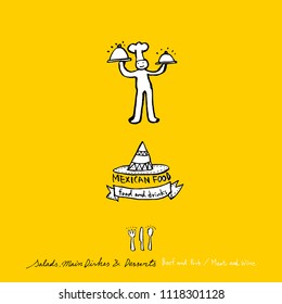 Restaurant poster / Sketchy food menu illustrations - vector