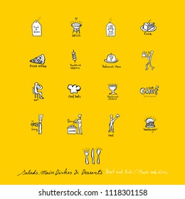 Restaurant poster / Sketchy food menu illustrations - vector