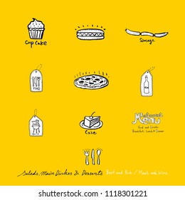 Restaurant poster / Sketchy food menu illustrations - vector