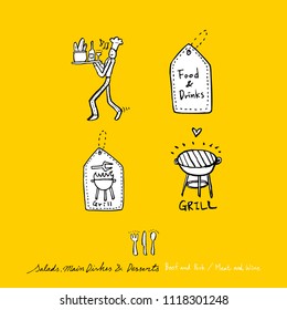 Restaurant poster / Sketchy food menu illustrations - vector