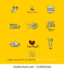 Restaurant poster / Sketchy food menu illustrations - vector
