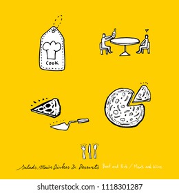 Restaurant poster / Sketchy food menu illustrations - vector