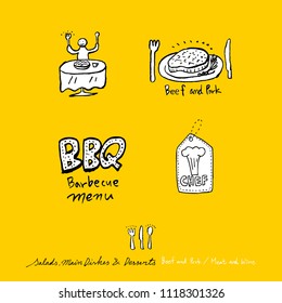 Restaurant poster / Sketchy food menu illustrations - vector