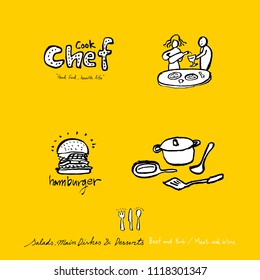 Restaurant poster / Sketchy food menu illustrations - vector