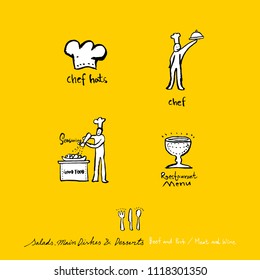 Restaurant poster / Sketchy food menu illustrations - vector