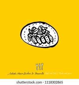 Restaurant poster / Sketchy food menu illustrations - vector