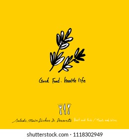 Restaurant poster / Sketchy food menu illustrations - vector