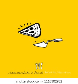 Restaurant poster / Sketchy food menu illustrations - vector