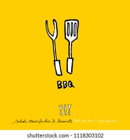 Restaurant poster / Sketchy food menu illustrations - vector