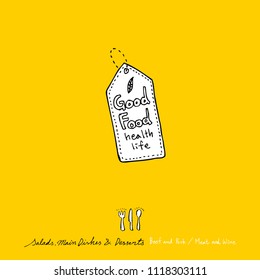 Restaurant poster / Sketchy food menu illustrations - vector