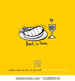 Restaurant poster / Sketchy food menu illustrations - vector