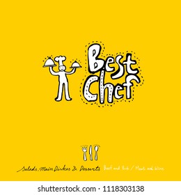 Restaurant poster / Sketchy food menu illustrations - vector