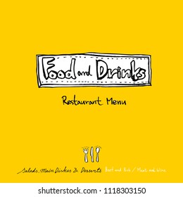 Restaurant poster / Sketchy food menu illustrations - vector
