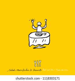 Restaurant poster / Sketchy food menu illustrations - vector