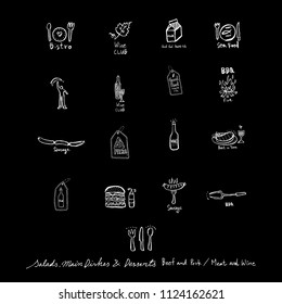 Restaurant poster / Sketchy food menu illustrations - vector