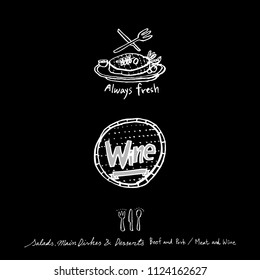 Restaurant poster / Sketchy food menu illustrations - vector