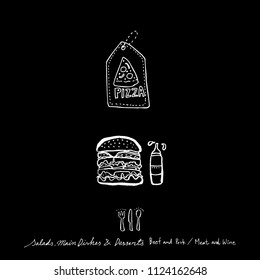 Restaurant poster / Sketchy food menu illustrations - vector