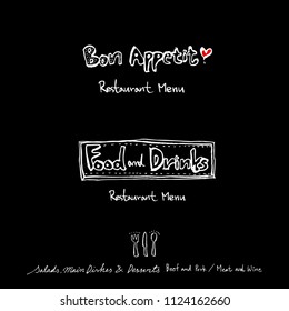 Restaurant poster / Sketchy food menu illustrations - vector