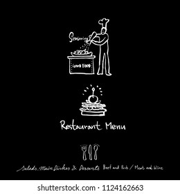 Restaurant poster / Sketchy food menu illustrations - vector