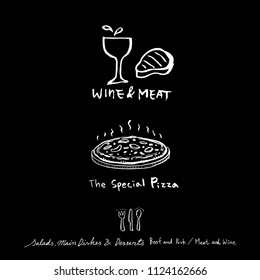 Restaurant poster / Sketchy food menu illustrations - vector