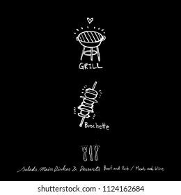 Restaurant poster / Sketchy food menu illustrations - vector