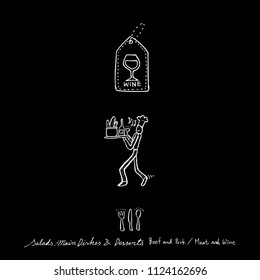 Restaurant poster / Sketchy food menu illustrations - vector