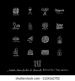 Restaurant poster / Sketchy food menu illustrations - vector