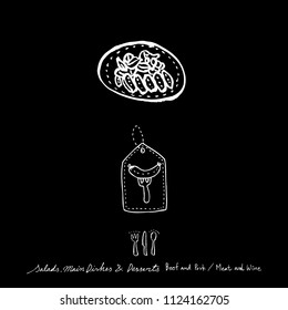 Restaurant poster / Sketchy food menu illustrations - vector