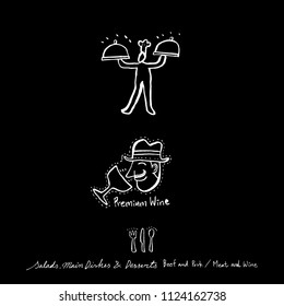Restaurant poster / Sketchy food menu illustrations - vector